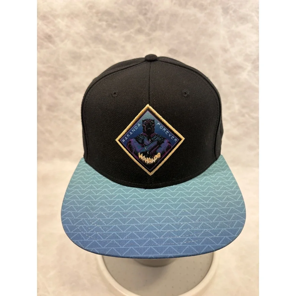 Marvel Black Panther Wakanda Forever Snapback Hat Bioworld Black Blue Purple OS